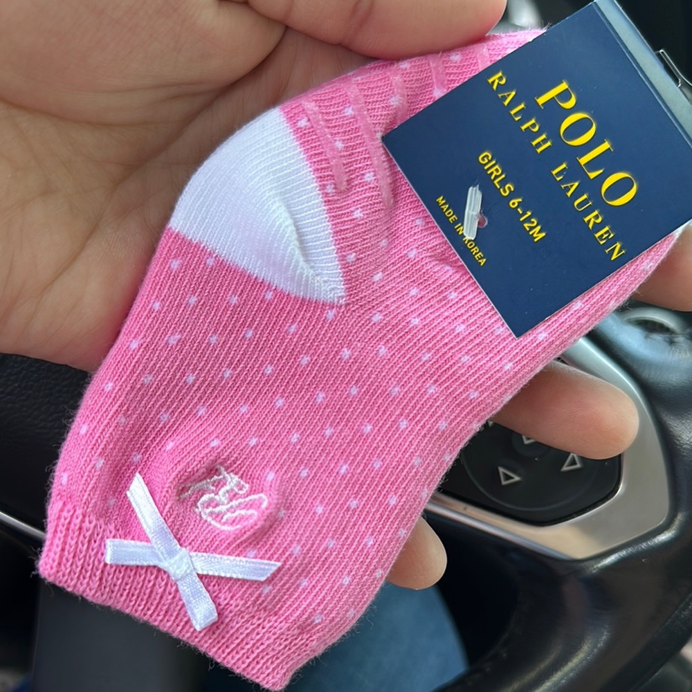 Polo by Ralph Lauren Pink and White Kids Socks